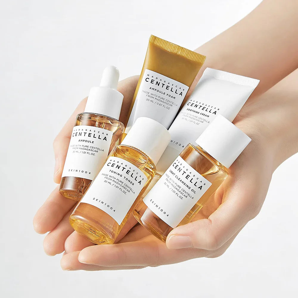 MADAGASCAR CENTELLA TRAVEL KIT (CLEANSING OIL 30ML+FOAM 20ML+TONER 30ML+AMPOULE 30ML+ CREAM 30ML) - GA HEADHOUSE
